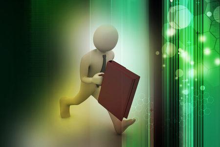 3d business man with briefcaseの写真素材