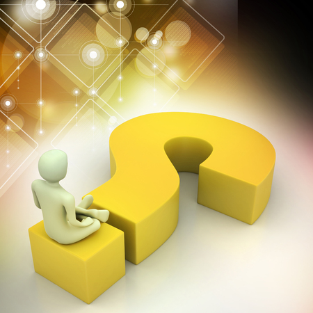 man sitting on a question mark. Business concept.の写真素材