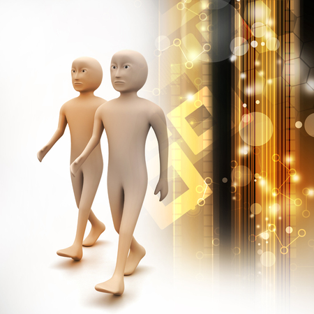 Two friends walk togetherの写真素材