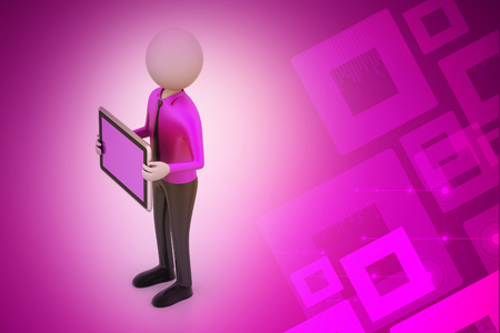 3d man showing the tablet computerの写真素材
