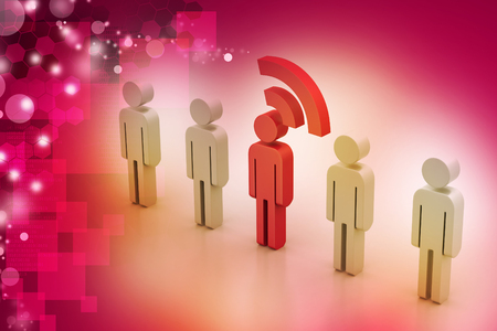 3d people with rss symbol  の写真素材