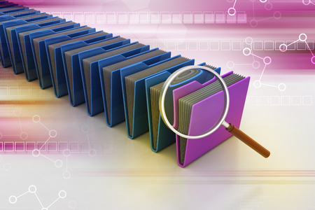 Magnifying glass with file folderの写真素材