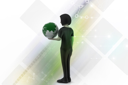 woman is holding world globe  の写真素材