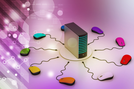 computer mouse connected Serverの写真素材