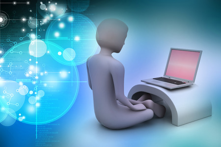 3d business man in meditation  の写真素材