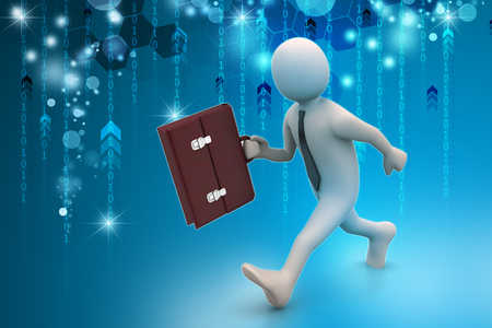 3d business man with briefcaseの写真素材