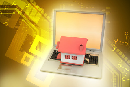 House model on the laptopの写真素材