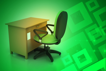 Office chair and computer tableの写真素材