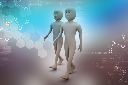 Two friends walk togetherの写真素材