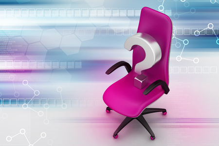 an empty chair with  question markの写真素材