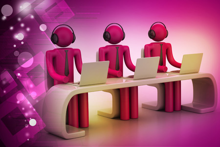 3d people in a modern desk with laptop  の写真素材