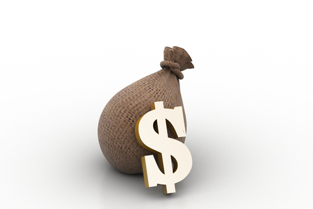 Dollar sign with sack of moneyの写真素材