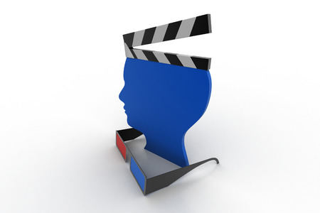 3d cinema clap board man head shaped 