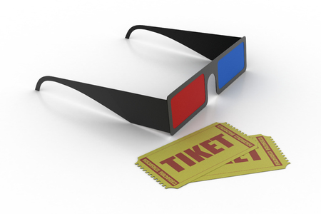 3d glass with ticketsの写真素材