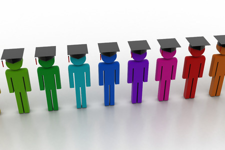 3d people with graduation hatの写真素材