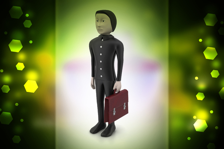 3d business man with briefcaseの写真素材