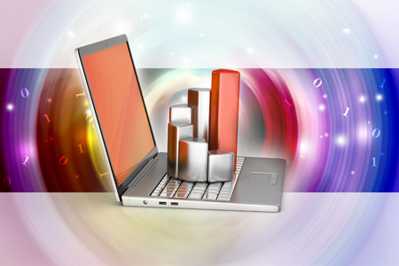 Laptop with financial graphの写真素材