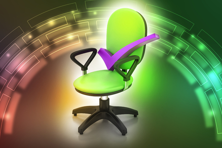 Right mark sitting comfortable computer chairの写真素材