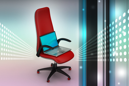 notebook on the chair. Isolated o the  background.の写真素材