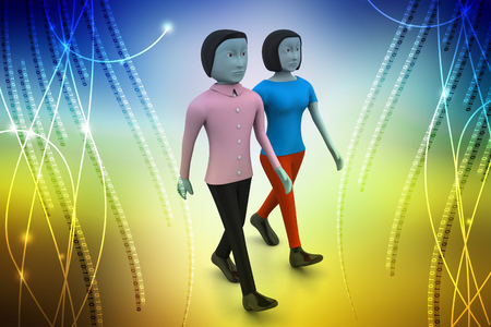 Two friends walk togetherの写真素材