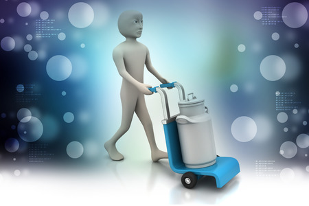 Man delivering can container for milkの写真素材