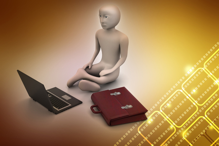 3d business man in meditation  の写真素材