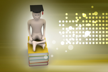 person with graduation and books  の写真素材