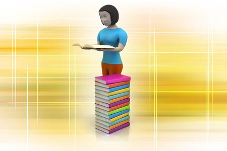 3d women reading book, education conceptの写真素材