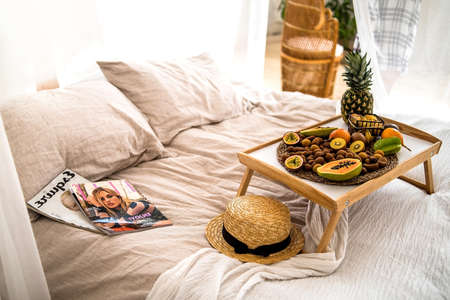 Assortment of fresh organic fruits and vegetables in rainbow colors, during time nature awesome nice new beautifully photoのeditorial素材