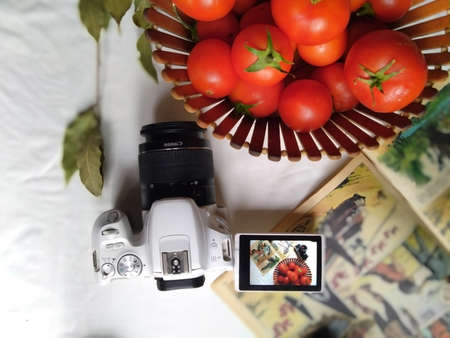 Assortment of fresh organic fruits and vegetables in rainbow colors, during time nature awesome nice new beautifully photoのeditorial素材