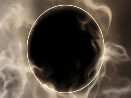 Smoke in the form of a circle on a black background.の素材