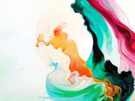 Abstract watercolor hand painted background. Colorful paint mixing in water.の素材