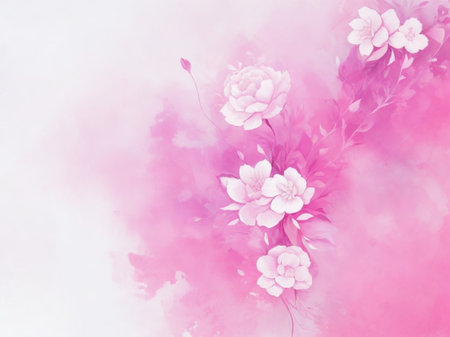 Watercolor painting of flowers. Abstract floral background. Hand-drawn illustration.の素材