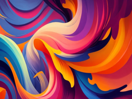 abstract colorful background with smooth lines. 3d rendering, 3d illustration.の素材