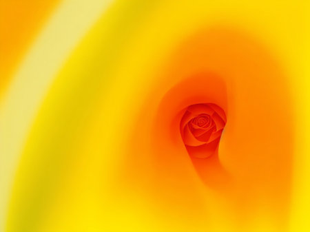 close up of yellow rose petal in the middle of orange backgroundの素材