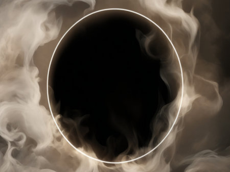 Smoke in the form of a circle on a black background.の素材