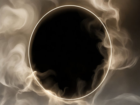 Smoke in the form of a circle on a black background.の素材