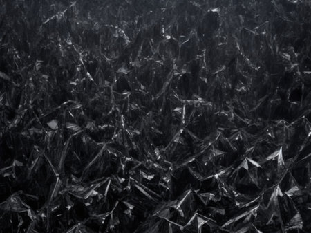 abstract background of crumpled paper in black and white toneの素材