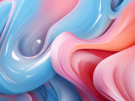 abstract background of colored flowing liquid, 3d rendering, computer digital illustrationの素材