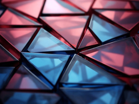 Abstract background of glass cubes in red and blue colors. 3d renderの素材