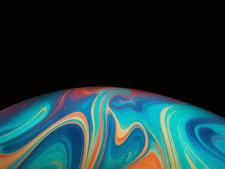 colorful abstract background of acrylic paint in the shape of a planetの素材