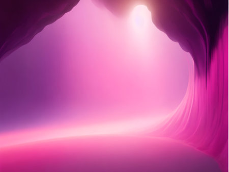 3d rendering of a purple tunnel with light coming out of itの素材