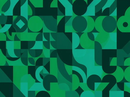 Seamless pattern of geometric shapes in green tones. Vector illustration.の素材