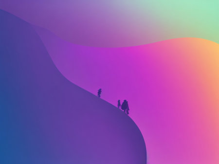 abstract background with a man and a woman on a rainbow backgroundの素材