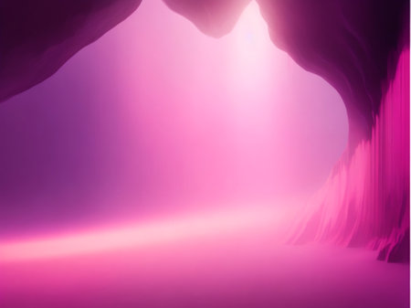 Purple light in a cave, 3d rendering. Computer digital drawing.の素材