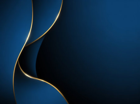 Blue background with golden lines. Element for design. Template for designの素材