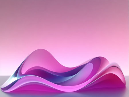 3d render, abstract background with pink and blue wavy linesの素材