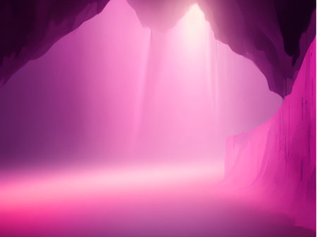 Magical purple light in a cave. 3D Rendering.の素材