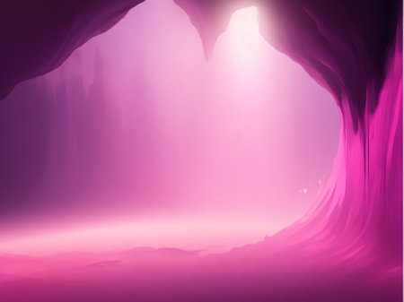 Mystical purple cave with light rays. 3D Renderingの素材