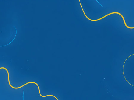 Abstract blue background with yellow lines. Copy space for your text.の素材
